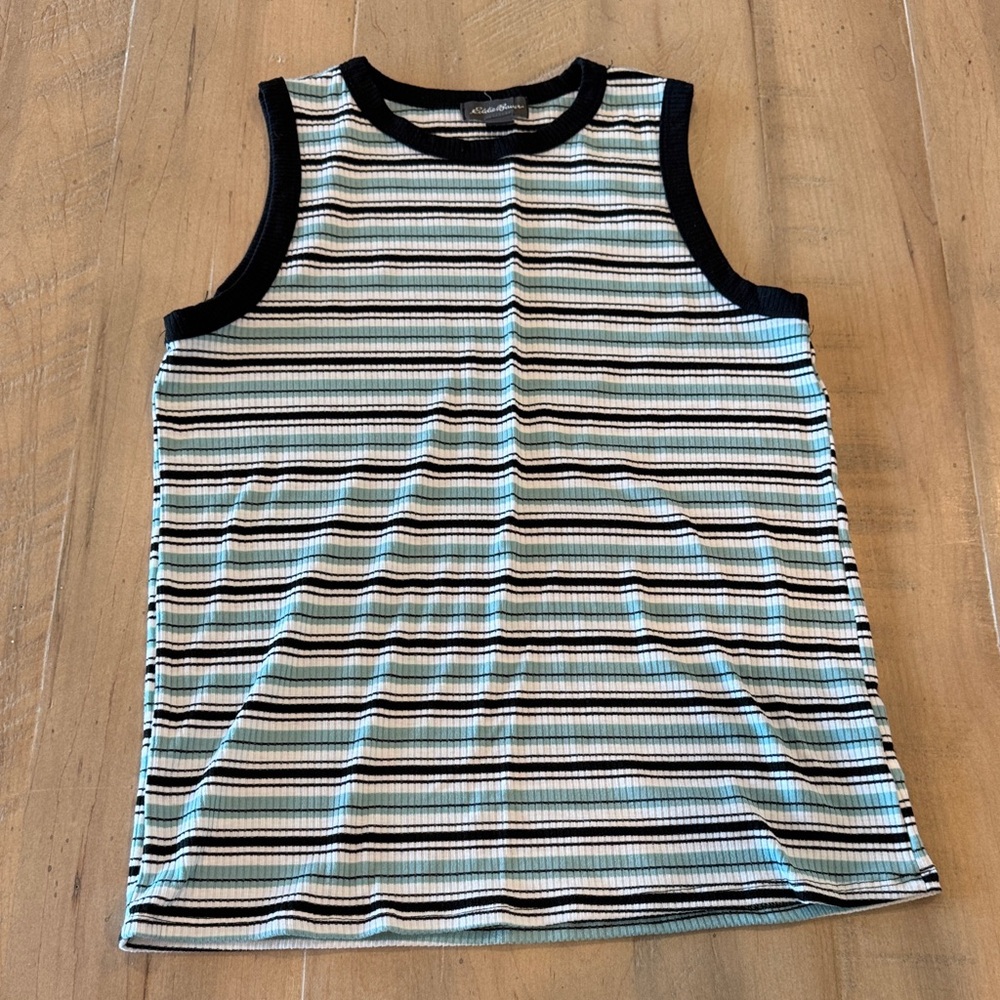 Eddie Bauer Kids Tank Top - Black, White, and Blue Stripes